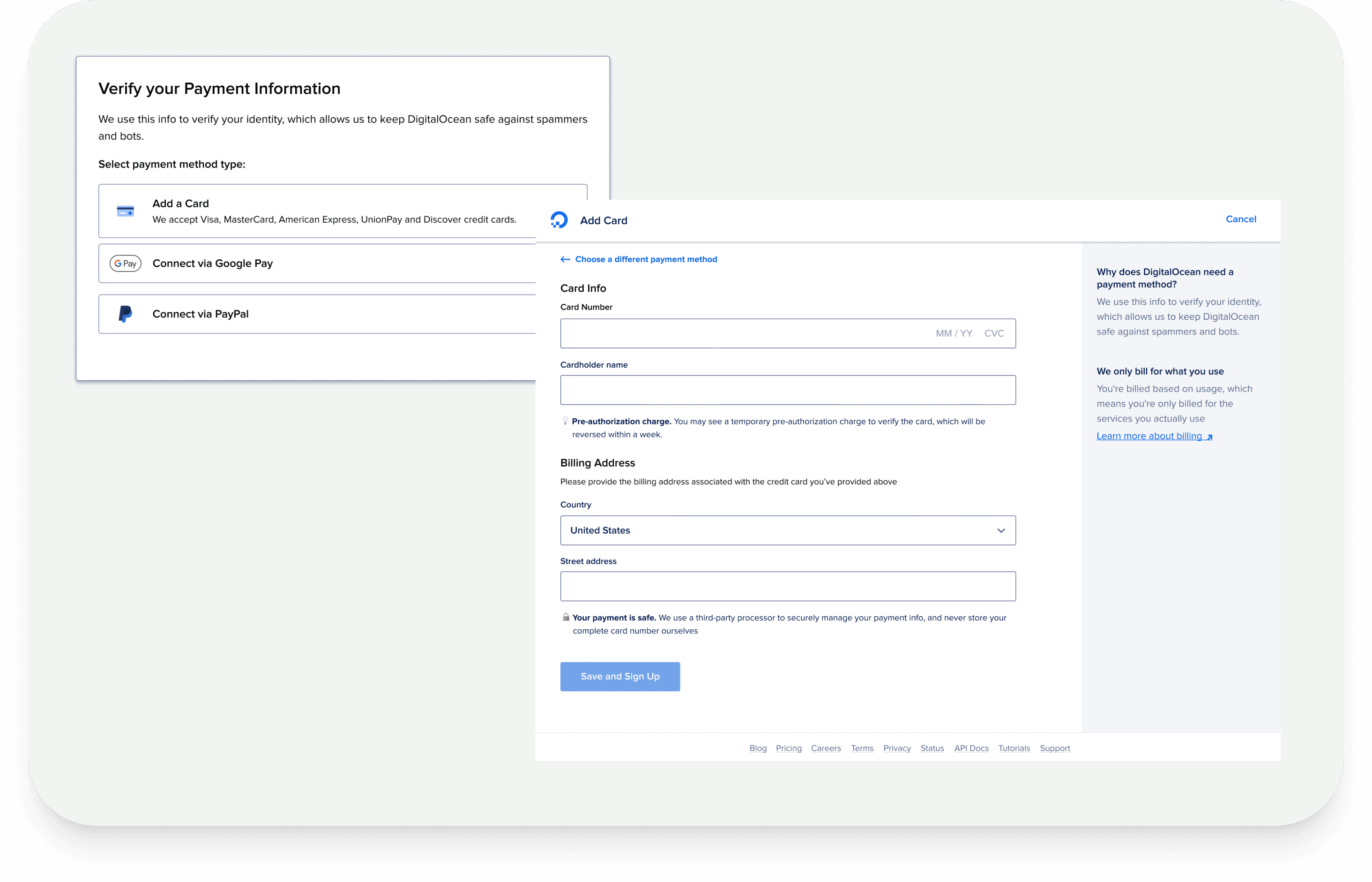 Control: multi-step payment flow